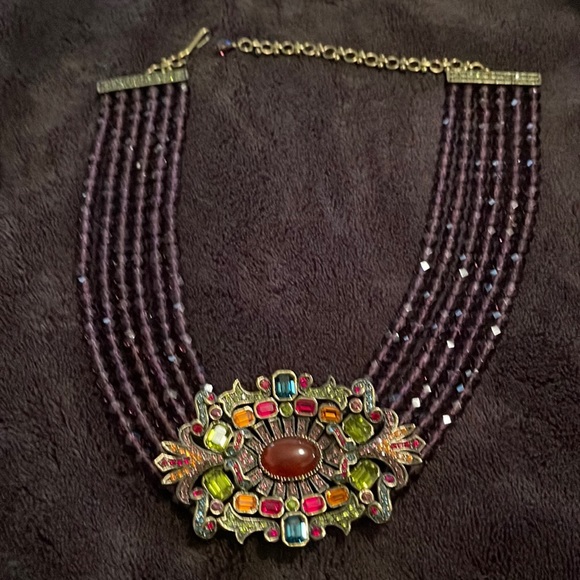 HEIDI DAUS Amethyst 6 Row Oval Pendant Beaded Necklace - Picture 4 of 10